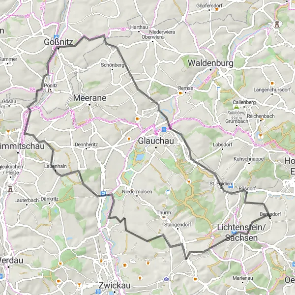 Map miniature of "Mosel Road Adventure" cycling inspiration in Chemnitz, Germany. Generated by Tarmacs.app cycling route planner