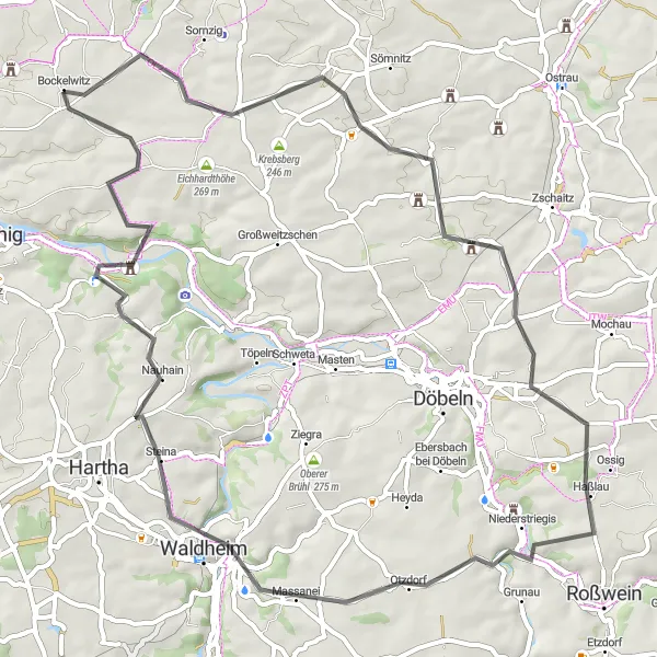 Map miniature of "The Golden Loop" cycling inspiration in Chemnitz, Germany. Generated by Tarmacs.app cycling route planner