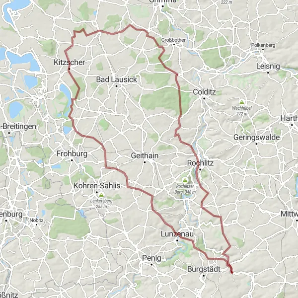 Map miniature of "Chemnitz Gravel Adventure" cycling inspiration in Chemnitz, Germany. Generated by Tarmacs.app cycling route planner