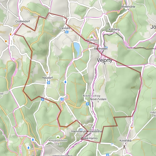 Karten-Miniaturansicht der Radinspiration "Bergtour rund um Crottendorf" in Chemnitz, Germany. Erstellt vom Tarmacs.app-Routenplaner für Radtouren
