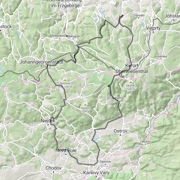Karten-Miniaturansicht der Radinspiration "Herausforderung im Erzgebirge" in Chemnitz, Germany. Erstellt vom Tarmacs.app-Routenplaner für Radtouren