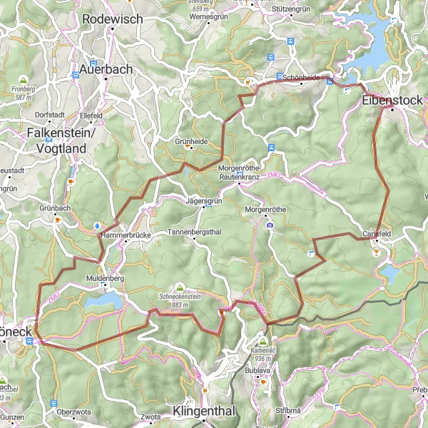 Karten-Miniaturansicht der Radinspiration "Abenteuer im Erzgebirge" in Chemnitz, Germany. Erstellt vom Tarmacs.app-Routenplaner für Radtouren
