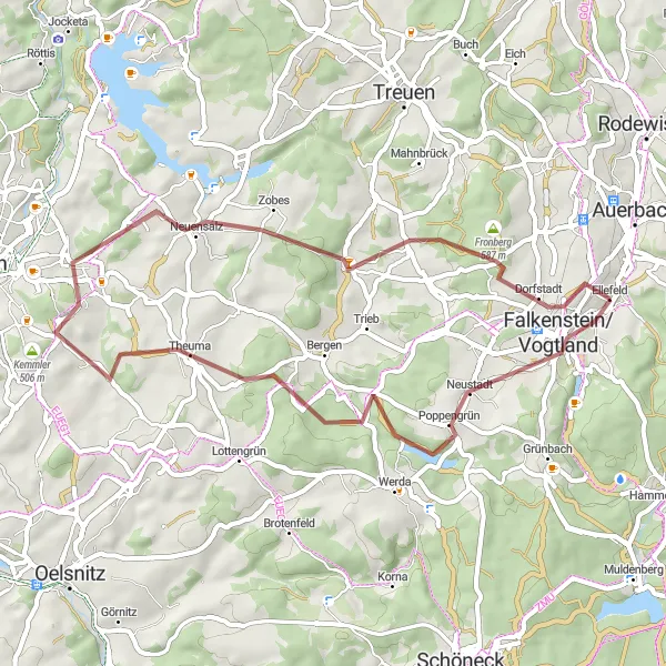 Karten-Miniaturansicht der Radinspiration "Falkenstein - Kristaller Route" in Chemnitz, Germany. Erstellt vom Tarmacs.app-Routenplaner für Radtouren