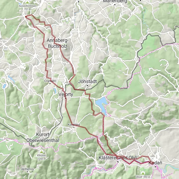 Map miniature of "Chemnitz Gravel Adventure" cycling inspiration in Chemnitz, Germany. Generated by Tarmacs.app cycling route planner