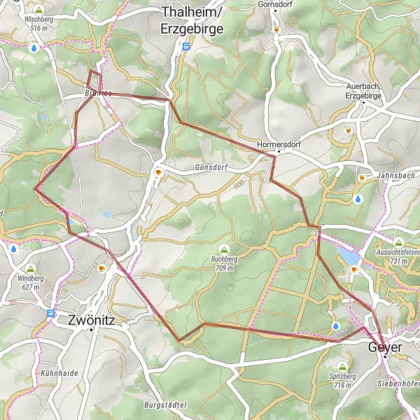 Map miniature of "Gravel Adventure" cycling inspiration in Chemnitz, Germany. Generated by Tarmacs.app cycling route planner