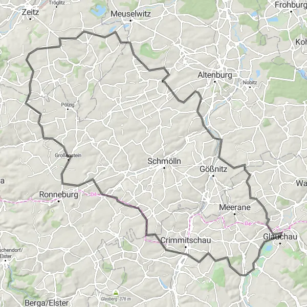 Karten-Miniaturansicht der Radinspiration "Fahrt von Glauchau nach Neukirchen" in Chemnitz, Germany. Erstellt vom Tarmacs.app-Routenplaner für Radtouren