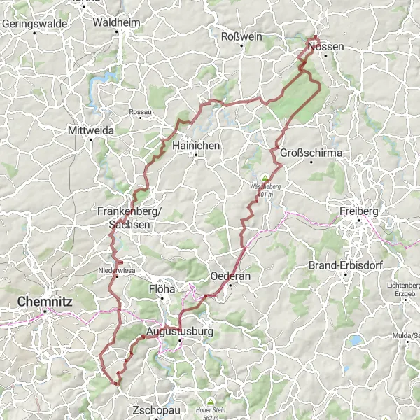 Karten-Miniaturansicht der Radinspiration "Adelsberg und Berbersdorf Erlebnistour" in Chemnitz, Germany. Erstellt vom Tarmacs.app-Routenplaner für Radtouren