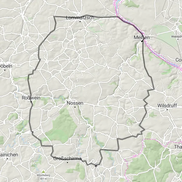 Karten-Miniaturansicht der Radinspiration "Sächsische Weinstraße Road Tour" in Chemnitz, Germany. Erstellt vom Tarmacs.app-Routenplaner für Radtouren