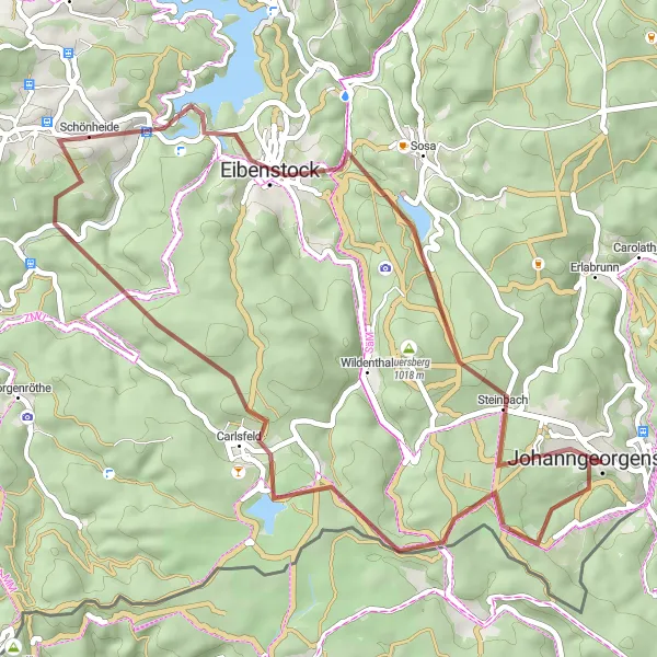 Karten-Miniaturansicht der Radinspiration "Erzgebirgsrunde durch die Natur" in Chemnitz, Germany. Erstellt vom Tarmacs.app-Routenplaner für Radtouren
