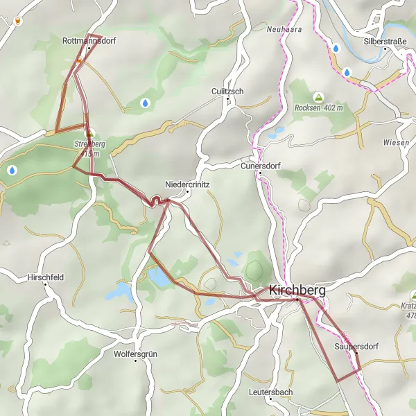 Map miniature of "Gravel Adventure" cycling inspiration in Chemnitz, Germany. Generated by Tarmacs.app cycling route planner