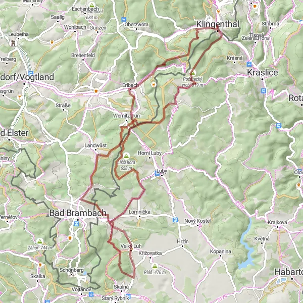 Karten-Miniaturansicht der Radinspiration "Gravel-Tour um Klingenthal" in Chemnitz, Germany. Erstellt vom Tarmacs.app-Routenplaner für Radtouren
