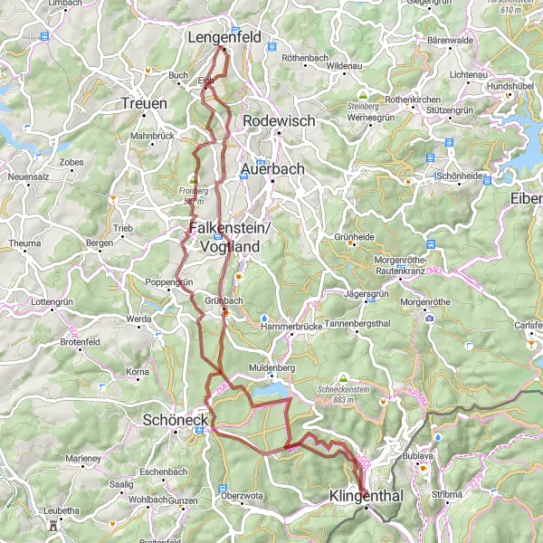 Map miniature of "Lesná Beauty" cycling inspiration in Chemnitz, Germany. Generated by Tarmacs.app cycling route planner