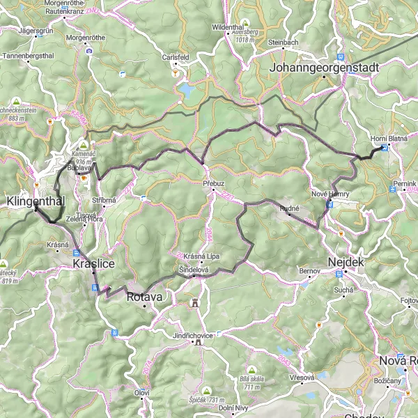 Karten-Miniaturansicht der Radinspiration "Bergtour nach Bukovec" in Chemnitz, Germany. Erstellt vom Tarmacs.app-Routenplaner für Radtouren