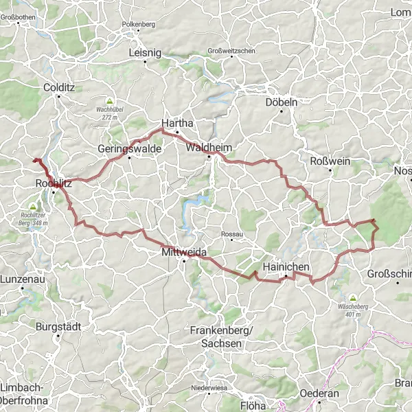 Karten-Miniaturansicht der Radinspiration "Abenteuer in der sächsischen Landschaft" in Chemnitz, Germany. Erstellt vom Tarmacs.app-Routenplaner für Radtouren