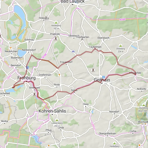 Karten-Miniaturansicht der Radinspiration "Rund um Geithain" in Chemnitz, Germany. Erstellt vom Tarmacs.app-Routenplaner für Radtouren