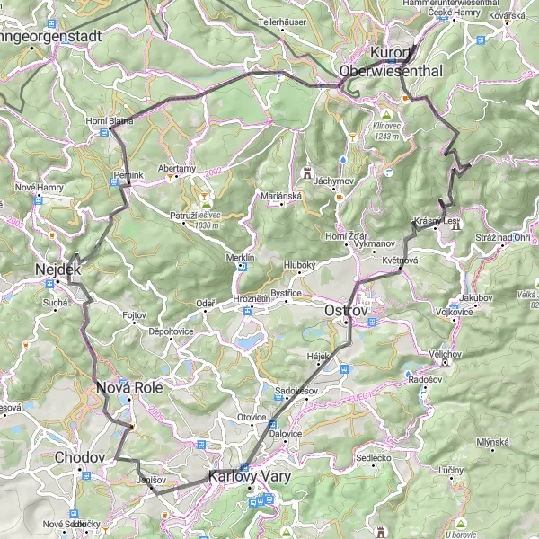 Karten-Miniaturansicht der Radinspiration "Straßenrunde Kupa und Karlsbad" in Chemnitz, Germany. Erstellt vom Tarmacs.app-Routenplaner für Radtouren