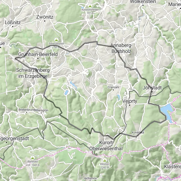 Karten-Miniaturansicht der Radinspiration "Spiegelwald-Rundweg" in Chemnitz, Germany. Erstellt vom Tarmacs.app-Routenplaner für Radtouren