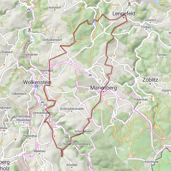 Map miniature of "Majestic Peaks Expedition" cycling inspiration in Chemnitz, Germany. Generated by Tarmacs.app cycling route planner