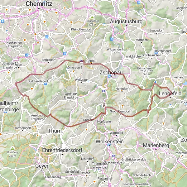 Karten-Miniaturansicht der Radinspiration "Erkundung von Rauenstein und Umgebung" in Chemnitz, Germany. Erstellt vom Tarmacs.app-Routenplaner für Radtouren