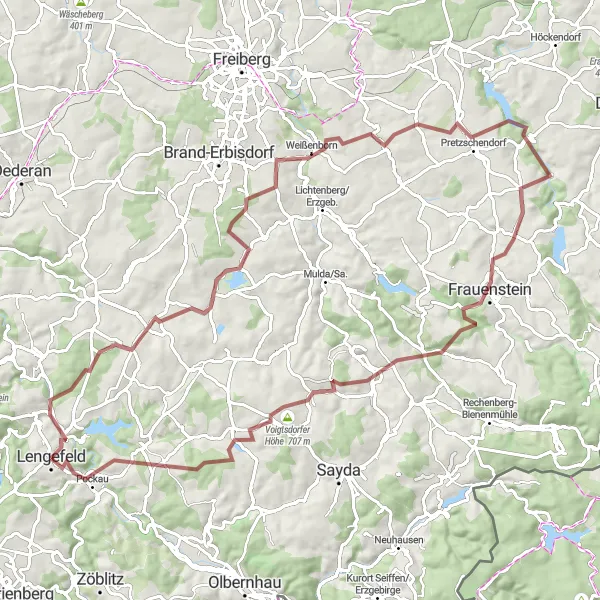 Karten-Miniaturansicht der Radinspiration "Erzgebirgsrunde über Flöhatal" in Chemnitz, Germany. Erstellt vom Tarmacs.app-Routenplaner für Radtouren