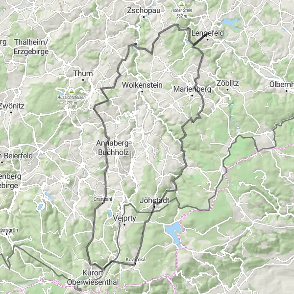 Karten-Miniaturansicht der Radinspiration "Entdeckungstour ins Erzgebirge" in Chemnitz, Germany. Erstellt vom Tarmacs.app-Routenplaner für Radtouren