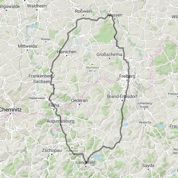 Karten-Miniaturansicht der Radinspiration "Rundweg um Lengefeld" in Chemnitz, Germany. Erstellt vom Tarmacs.app-Routenplaner für Radtouren