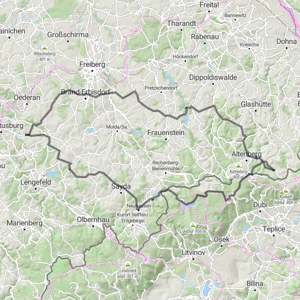 Map miniature of "Ultimate Challenge Road Ride" cycling inspiration in Chemnitz, Germany. Generated by Tarmacs.app cycling route planner