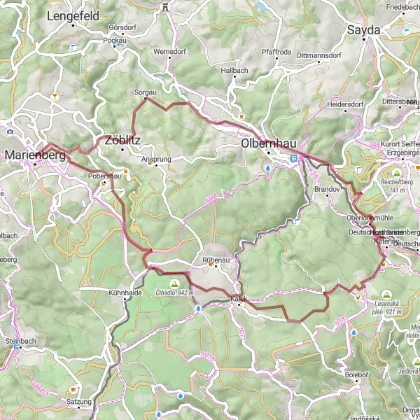 Karten-Miniaturansicht der Radinspiration "Abenteuer im Erzgebirge" in Chemnitz, Germany. Erstellt vom Tarmacs.app-Routenplaner für Radtouren