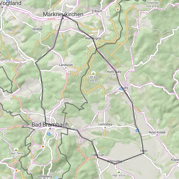 Map miniature of "Luby Loop Cycling Route" cycling inspiration in Chemnitz, Germany. Generated by Tarmacs.app cycling route planner