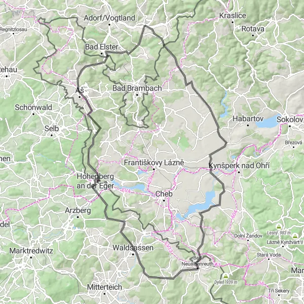 Karten-Miniaturansicht der Radinspiration "Road-Tour durch das Böhmische Becken" in Chemnitz, Germany. Erstellt vom Tarmacs.app-Routenplaner für Radtouren