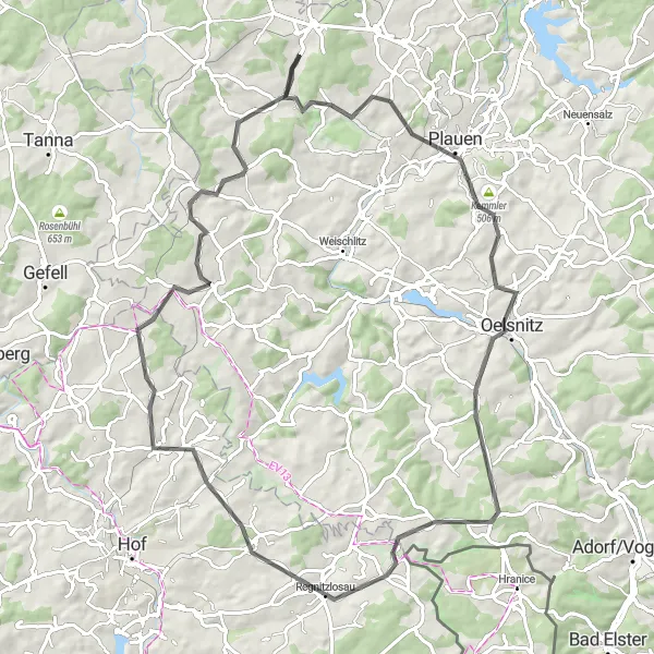 Map miniature of "Plauen Loop" cycling inspiration in Chemnitz, Germany. Generated by Tarmacs.app cycling route planner