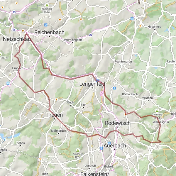 Karten-Miniaturansicht der Radinspiration "Abenteuerliche Naturschönheiten" in Chemnitz, Germany. Erstellt vom Tarmacs.app-Routenplaner für Radtouren