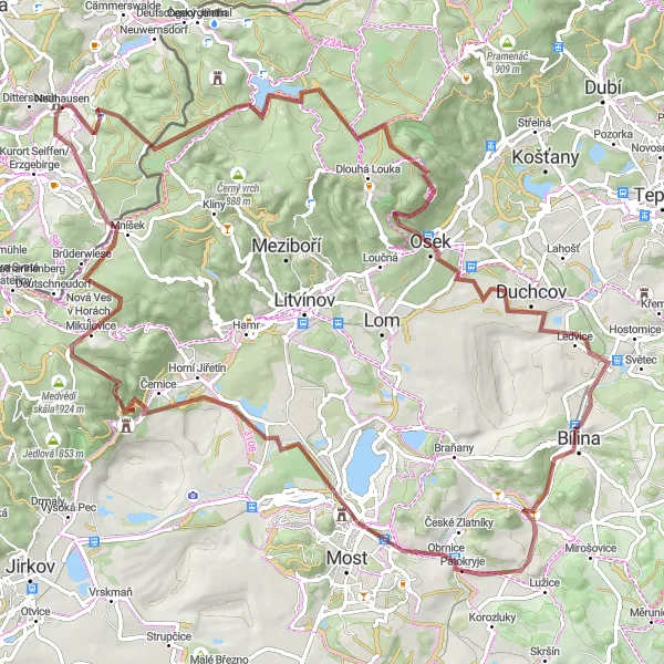 Map miniature of "Gravel Adventure" cycling inspiration in Chemnitz, Germany. Generated by Tarmacs.app cycling route planner