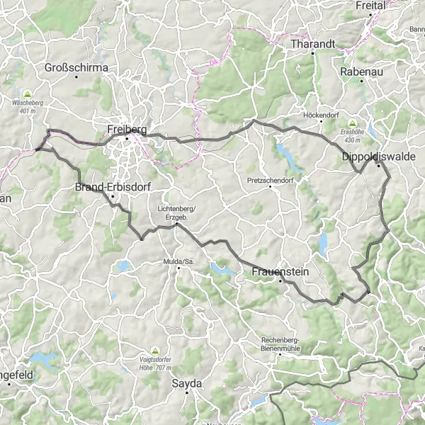 Map miniature of "Chemnitz Round-Trip Cycling Route" cycling inspiration in Chemnitz, Germany. Generated by Tarmacs.app cycling route planner