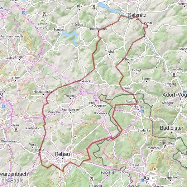Karten-Miniaturansicht der Radinspiration "Abenteuerliche Schottertour im Erzgebirge" in Chemnitz, Germany. Erstellt vom Tarmacs.app-Routenplaner für Radtouren