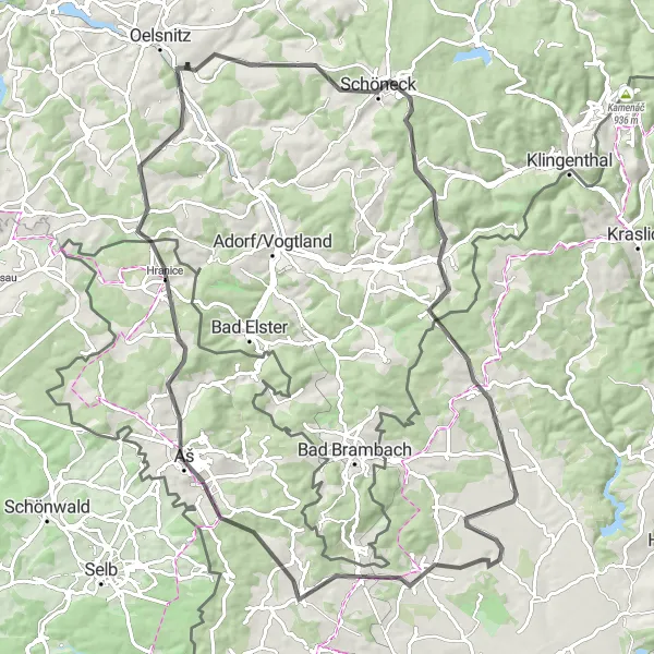 Karten-Miniaturansicht der Radinspiration "Rundtour nach Aš" in Chemnitz, Germany. Erstellt vom Tarmacs.app-Routenplaner für Radtouren