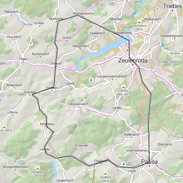 Map miniature of "Sandberg Circuit" cycling inspiration in Chemnitz, Germany. Generated by Tarmacs.app cycling route planner