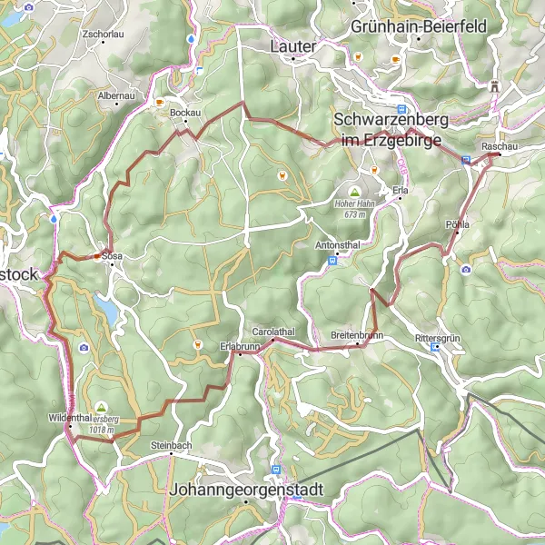 Karten-Miniaturansicht der Radinspiration "Riesengebirge Rauf und Runter" in Chemnitz, Germany. Erstellt vom Tarmacs.app-Routenplaner für Radtouren