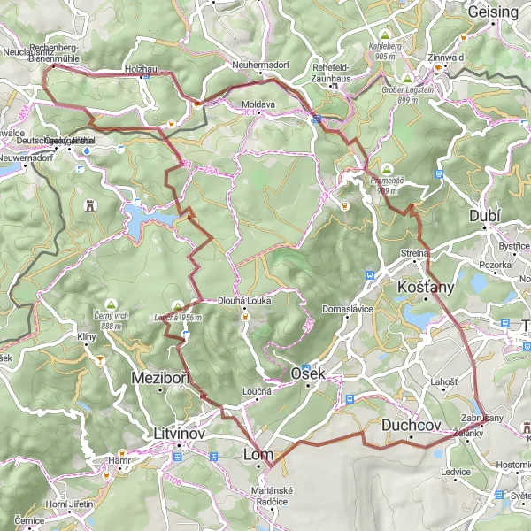 Karten-Miniaturansicht der Radinspiration "Rundtour durch Holzhau und Zabrušany" in Chemnitz, Germany. Erstellt vom Tarmacs.app-Routenplaner für Radtouren