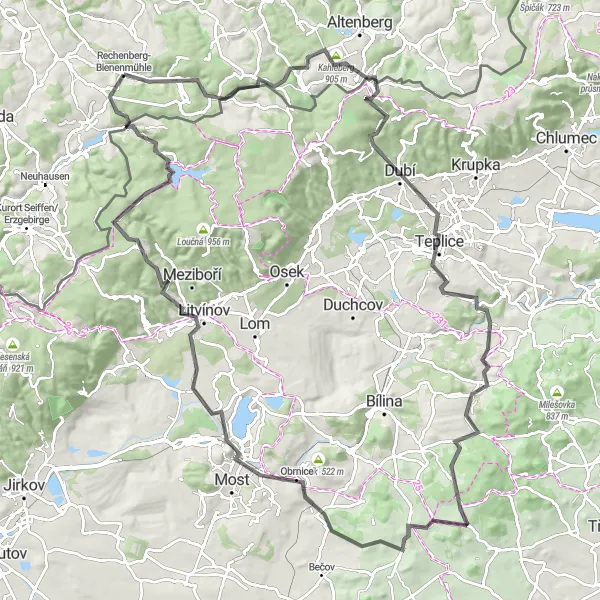 Map miniature of "Challenging the Majestic Peaks" cycling inspiration in Chemnitz, Germany. Generated by Tarmacs.app cycling route planner