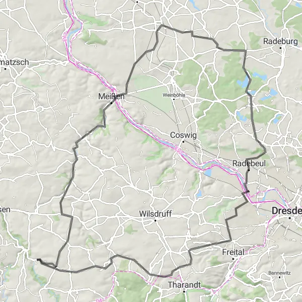 Map miniature of "Reinsberg Hill Challenge" cycling inspiration in Chemnitz, Germany. Generated by Tarmacs.app cycling route planner