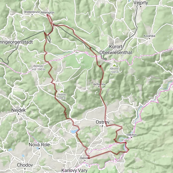 Map miniature of "The Gravel Adventure" cycling inspiration in Chemnitz, Germany. Generated by Tarmacs.app cycling route planner