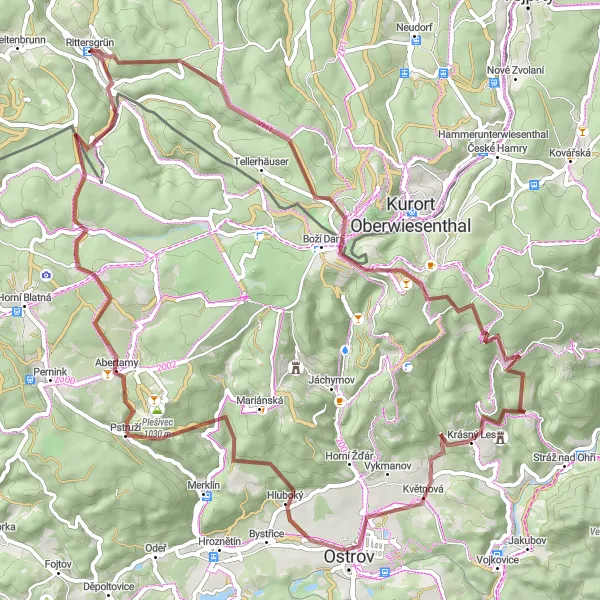 Map miniature of "Exploring Nature by Gravel" cycling inspiration in Chemnitz, Germany. Generated by Tarmacs.app cycling route planner