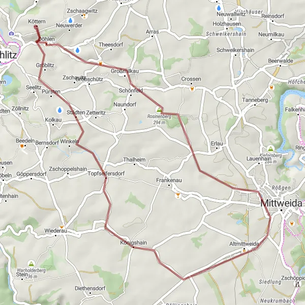 Karten-Miniaturansicht der Radinspiration "Königshainer Runde" in Chemnitz, Germany. Erstellt vom Tarmacs.app-Routenplaner für Radtouren