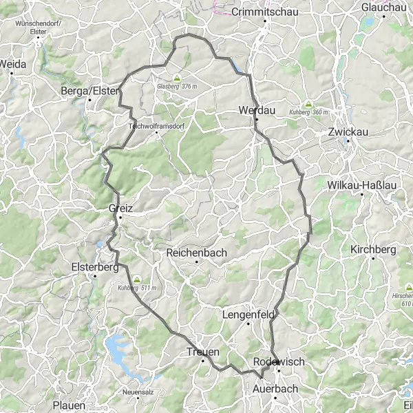 Map miniature of "Chemnitz Loop" cycling inspiration in Chemnitz, Germany. Generated by Tarmacs.app cycling route planner