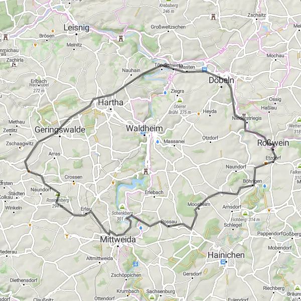 Karten-Miniaturansicht der Radinspiration "Rundtour zu den Sehenswürdigkeiten" in Chemnitz, Germany. Erstellt vom Tarmacs.app-Routenplaner für Radtouren