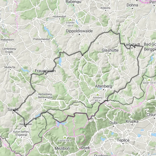 Karten-Miniaturansicht der Radinspiration "Die Liebstadt Runde" in Chemnitz, Germany. Erstellt vom Tarmacs.app-Routenplaner für Radtouren