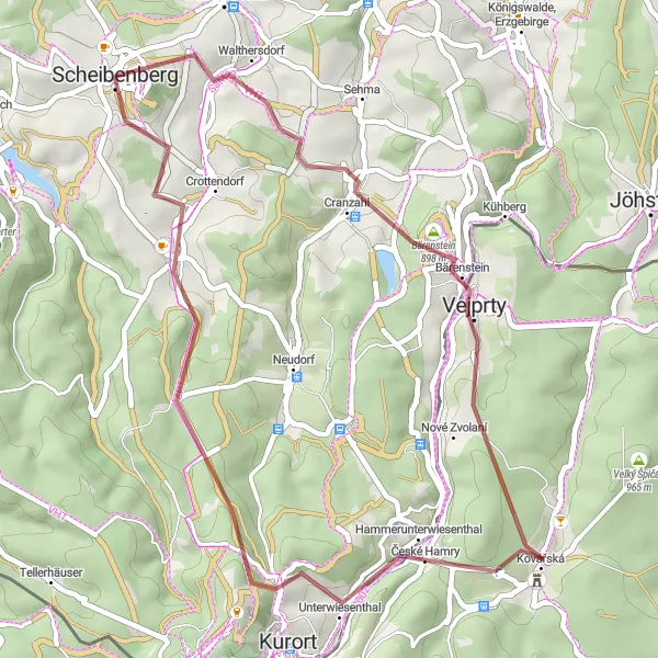 Map miniature of "Gravel Adventure in the Ore Mountains" cycling inspiration in Chemnitz, Germany. Generated by Tarmacs.app cycling route planner