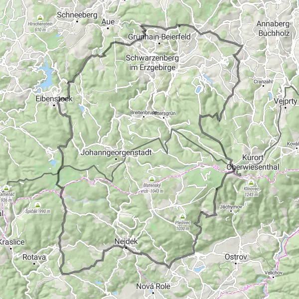 Map miniature of "The Ultimate Cycling Challenge: Conquer the Hills of Chemnitz" cycling inspiration in Chemnitz, Germany. Generated by Tarmacs.app cycling route planner