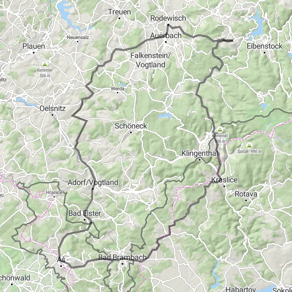 Map miniature of "Scenic Schönheide Road Adventure" cycling inspiration in Chemnitz, Germany. Generated by Tarmacs.app cycling route planner